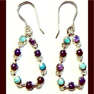 Acleoni Turquoise Lapis Sugilite Sterling Earrings